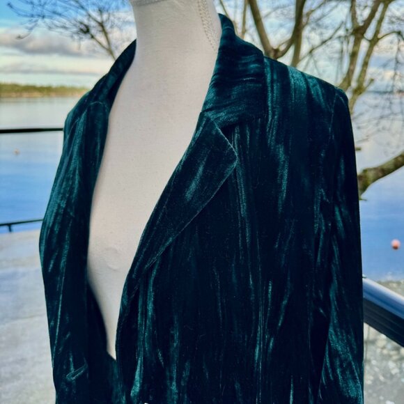 Autres Filles Deep Emerald Teal Green Crushed Velvet Blazer and Pants Suit Set - Picture 6 of 16